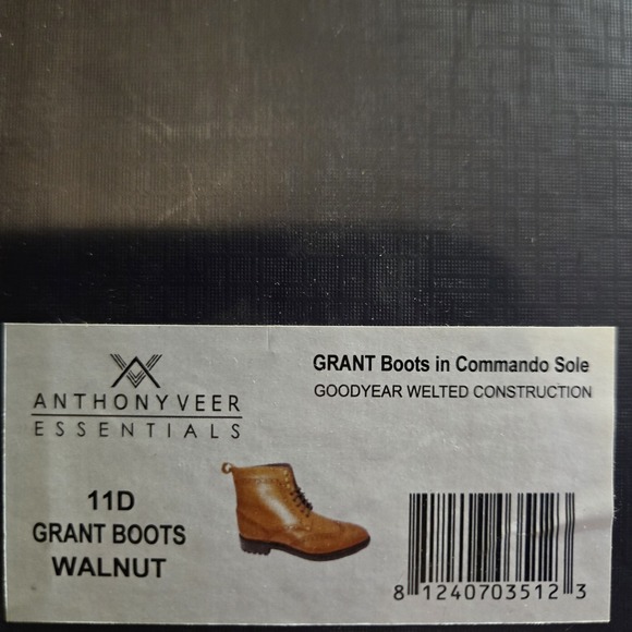 Anthony Veer Grant Boots Walnut 11D In Commando Sole Wingtip‎ Lace Up NWB - Picture 14 of 15